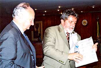 Il Presidente di Green Cross Italia Guido Pollice con il Presidente della Repubblica Ignazio Lula Da Silva
